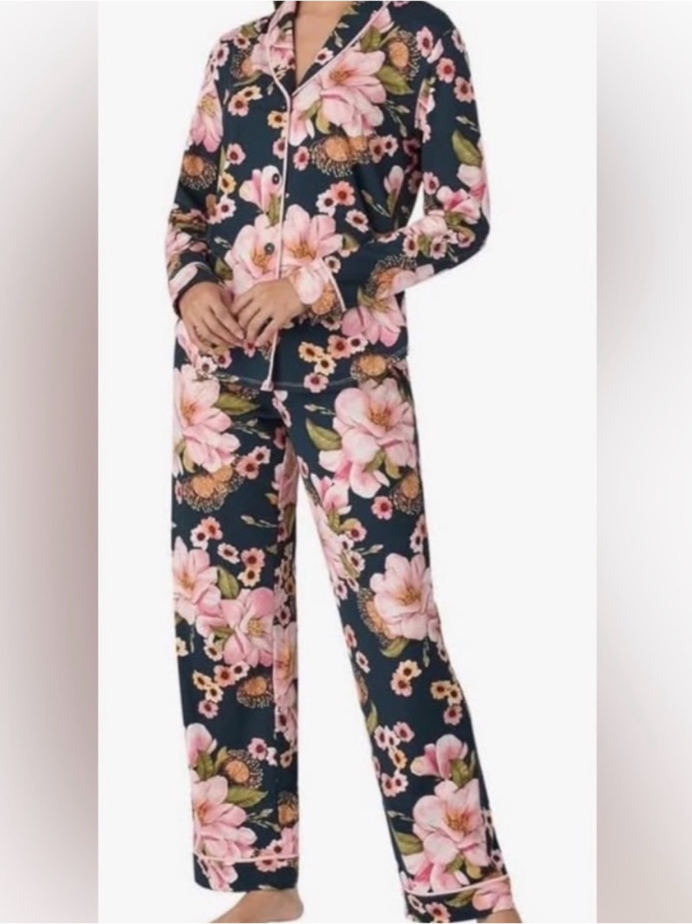 Room Service women’s Floral Navy Pink Relaxed Pajama set